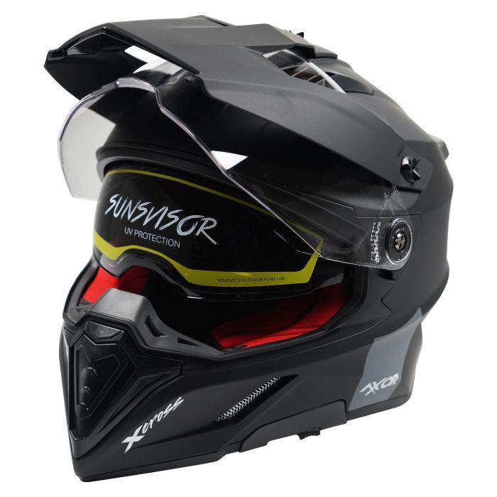 Axor X-Cross Adventure Full Face Motorcycle Motorbike Helmet - Matt Black