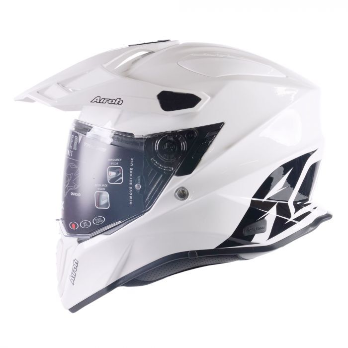 Airoh Commander Adventure ACU Gold Motorcycle Motorbike Helmet - Gloss White