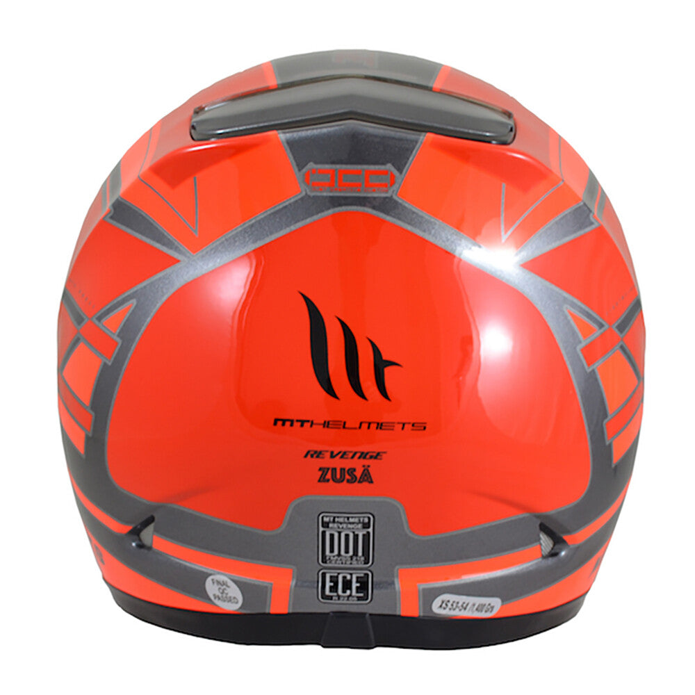 MT Revenge Zusa Full Face Motorcycle Motorbike Helmet Fluo Orange & Red