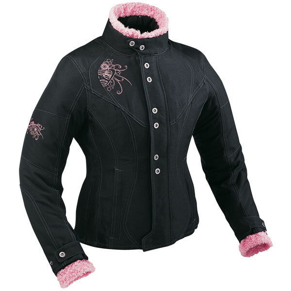 Ixon Ladies Vega Curl Waterproof Textile Motorcycle Motorbike Jacket Black Pink