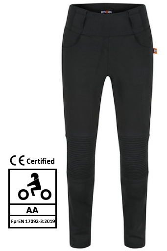 Moto Girl Ladies Aramid Lined Motorcycle Motorbike Ribbed Knee Leggings - Black