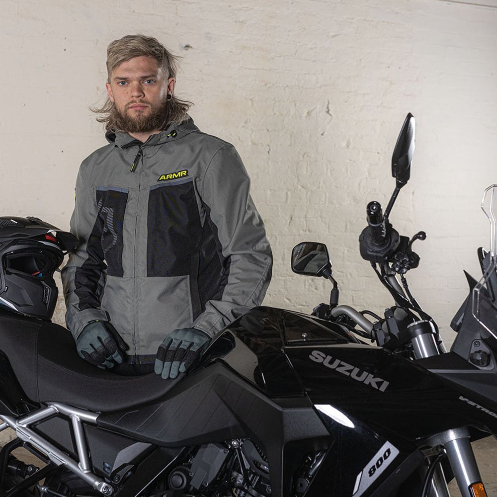 ARMR Suko 1.0 Waterproof Motorcycle Motorbike Jacket Green Flo Yellow