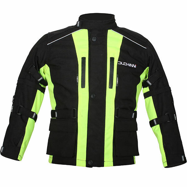 Duchinni Kids Jago Motorcycle Motorbike Children's Kids Textile Jacket Black Flu
