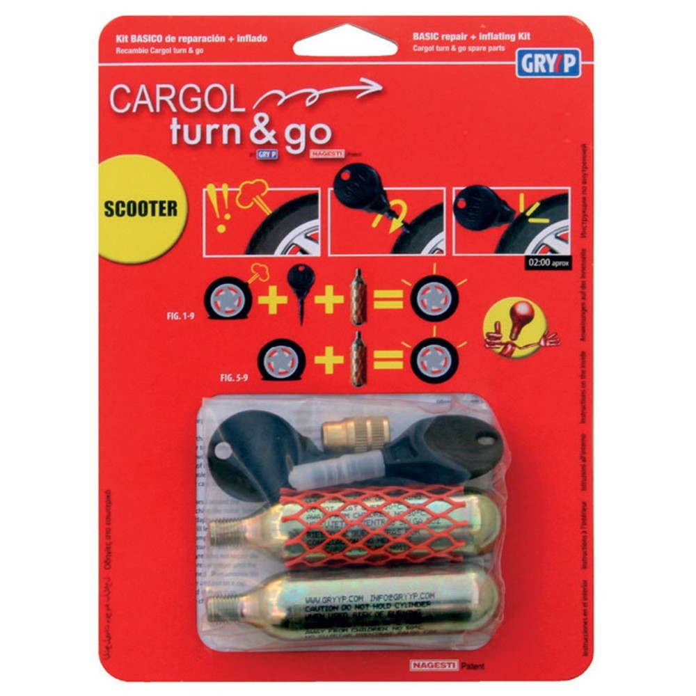 GRYPP  Cargol Turn & Go Repair Kit 2 Emergency Scooter Moped Tyre Repair Kit