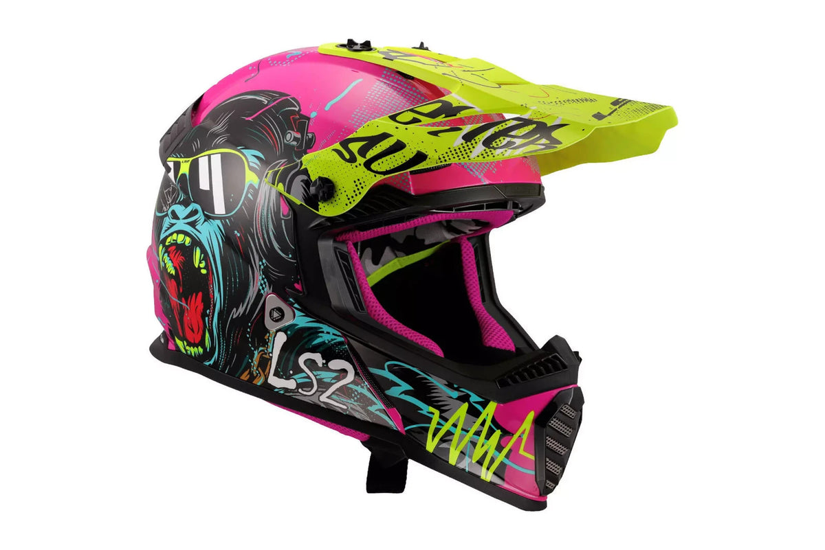 LS2 MX437 Fast Evo Mini 2 Kids ECE2206 MX Motocross Helmet Gorilla Purple