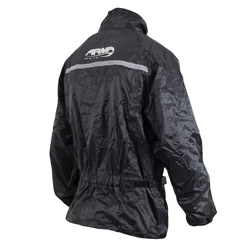 ARMR Moto Rain Wear Motorcycle Motorbike Waterproof Over Jacket - Black
