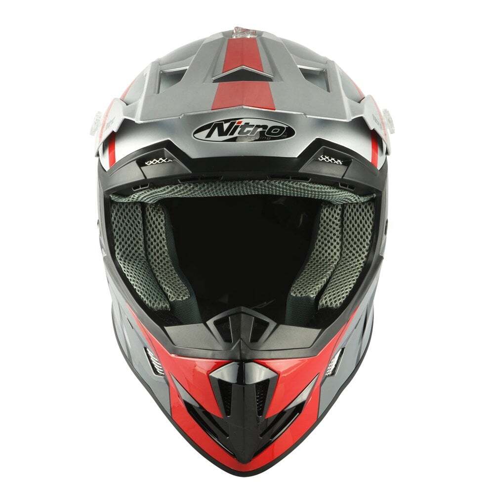 Nitro MX700 Recoil MX Off Road Motocross Motorbike Helmet Black Red Silver