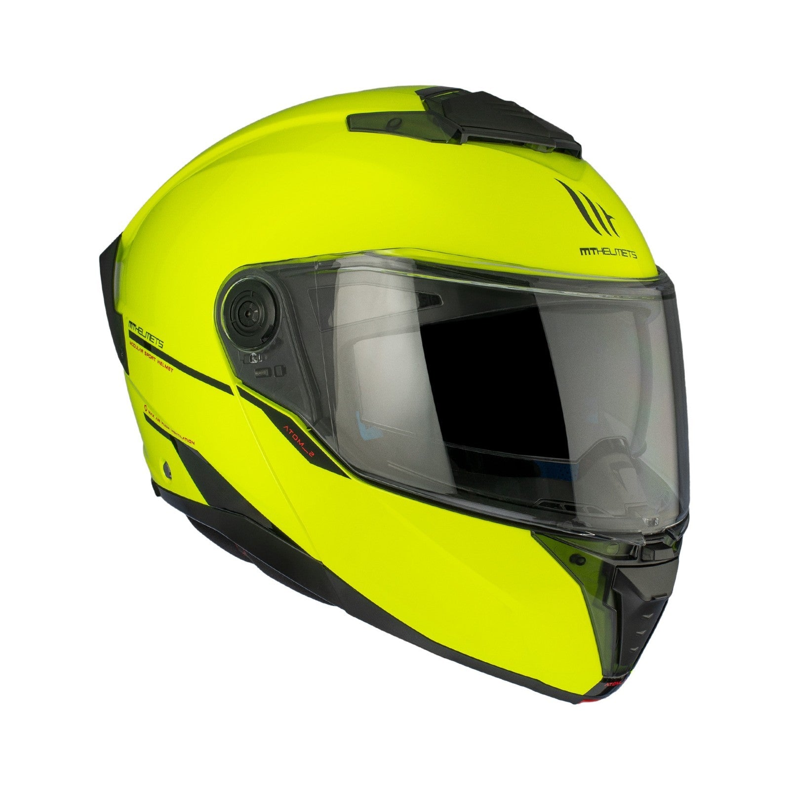 MT Helmets Atom 2 Solid Gloss Fluo Flip Modular Motorcycle Motorbike Helmet