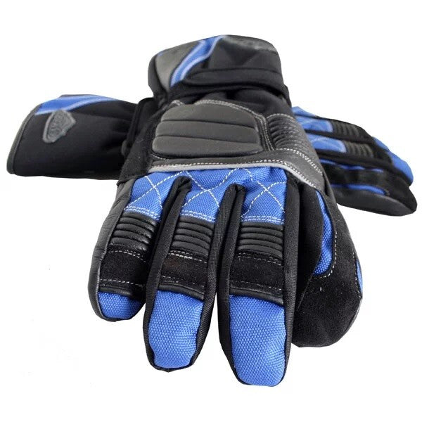 Weise Grid Waterproof Leather Textile Mix Motorcycle Motorbike Glove Black Blue