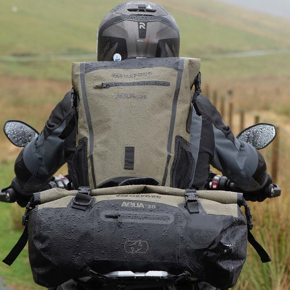 Oxford Aqua B25 Hydro Waterproof 25 Litre Motorcycle Motorbike Back Pack Khaki