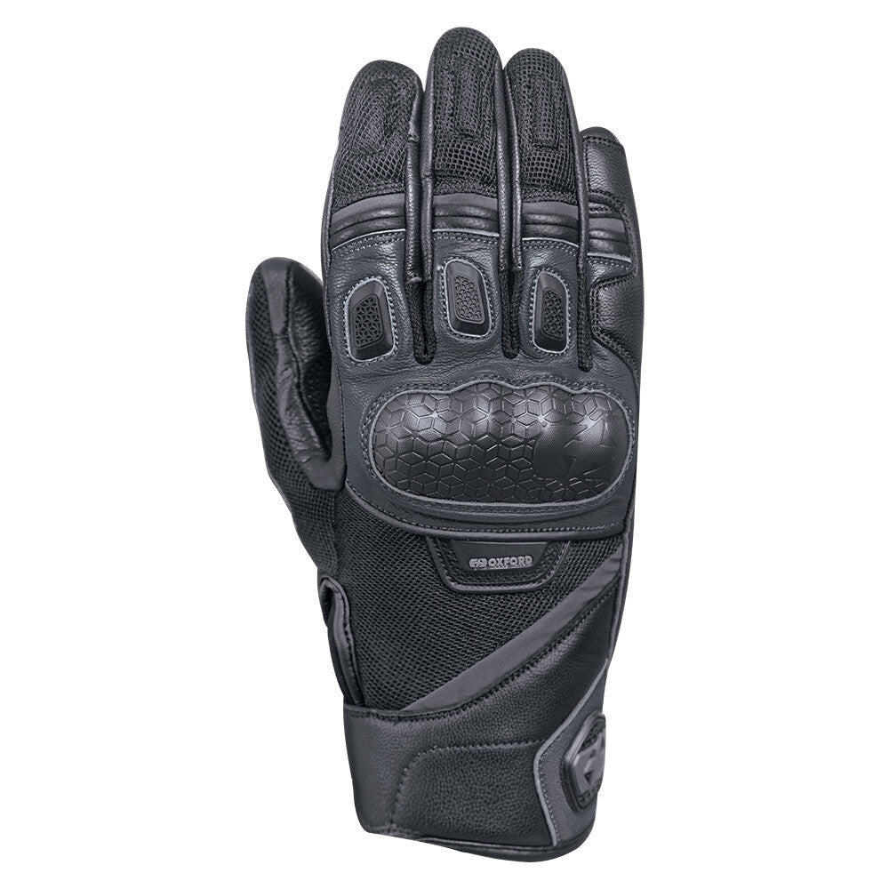 Oxford Outback Leather & Mesh Motorcycle Motorbike Summer Glove Black