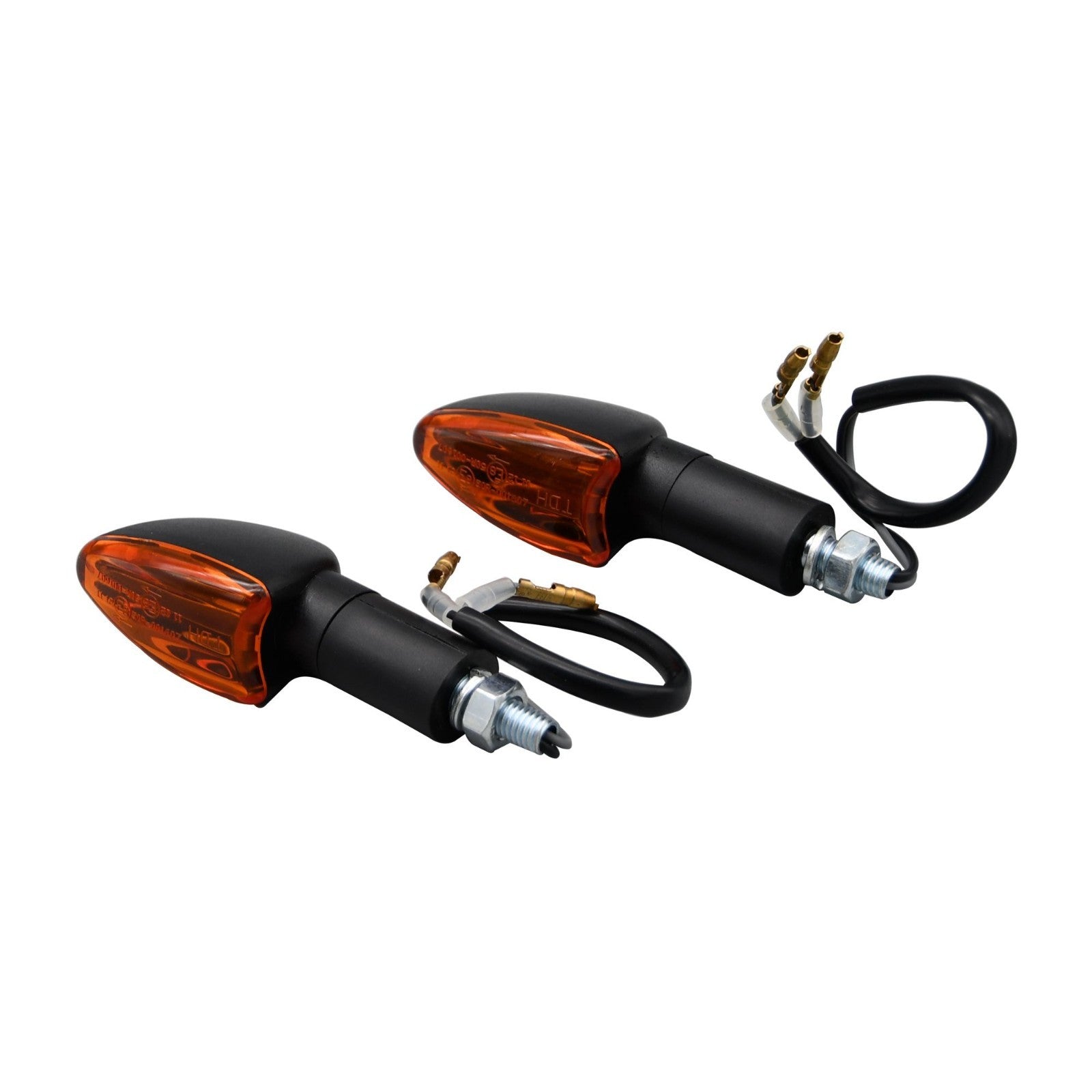 Bike It Long Stem Mini Spear Motorbike Indicators With Black Body And Amber Lens