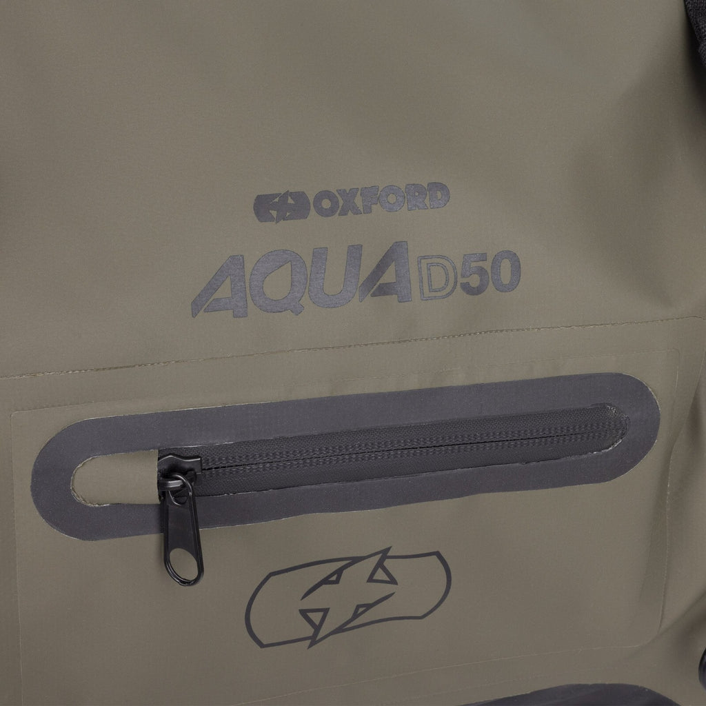 Oxford Aqua D-50 Waterproof Motorcycle Motorbike Saddle Duffel Bag Khaki Black