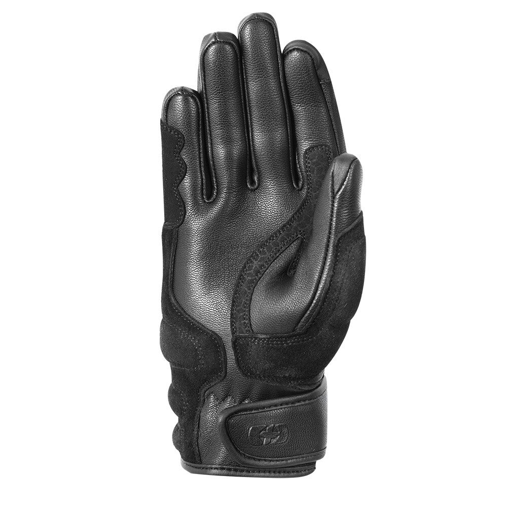 Oxford Ontario Womens Leather Mid Cuff Motorcycle Motorbike Gloves - Black