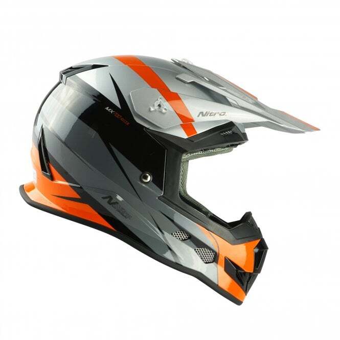 Nitro MX700 Recoil MX Off Road Motocross Motorbike Helmet Black Orange Silver