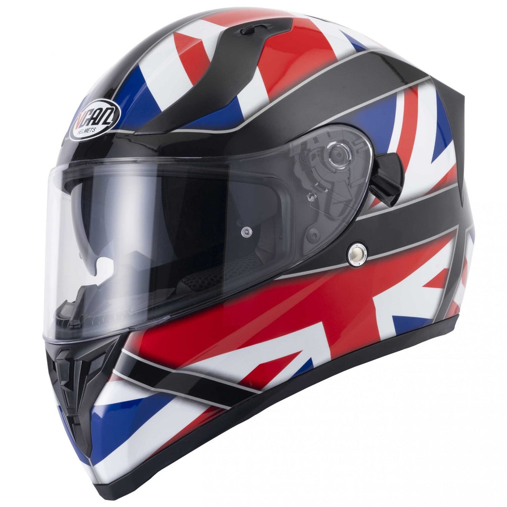 VCAN H128 Full Face Union Jack ACU Gold ECE 2206 Motorcycle Motorbike Helmet