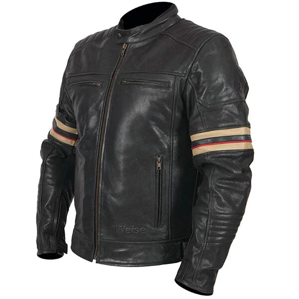 Weise Detroit CE AA Classic Distressed Leather Motorcycle Motorbike Jacket