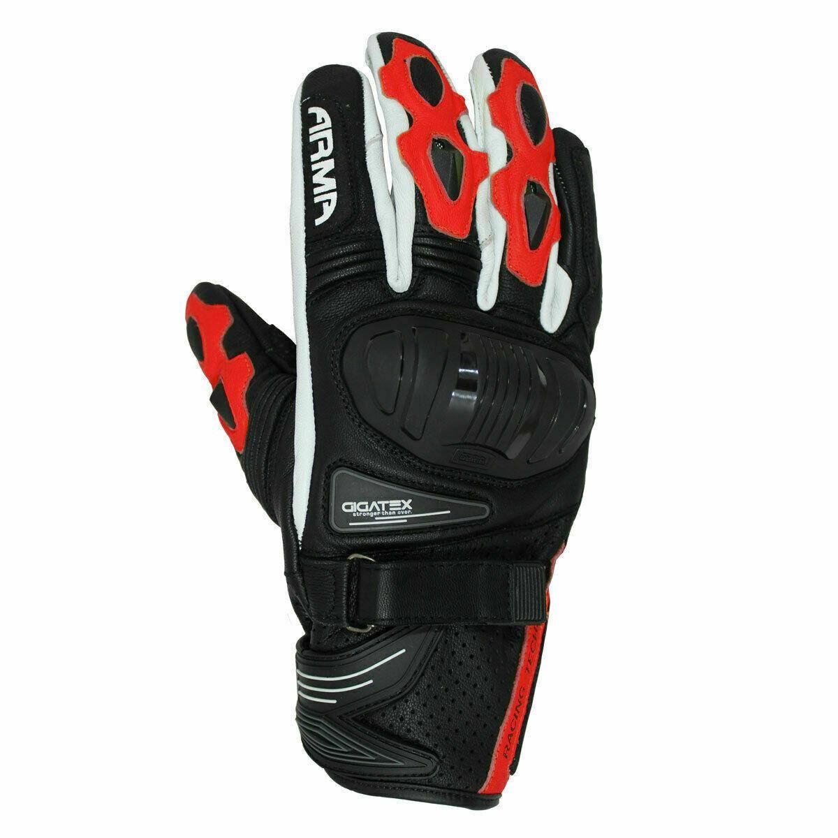 ARMR Moto Shiro S880 Aramid Lined Motorcycle Motorbike Sports Glove - Black Red