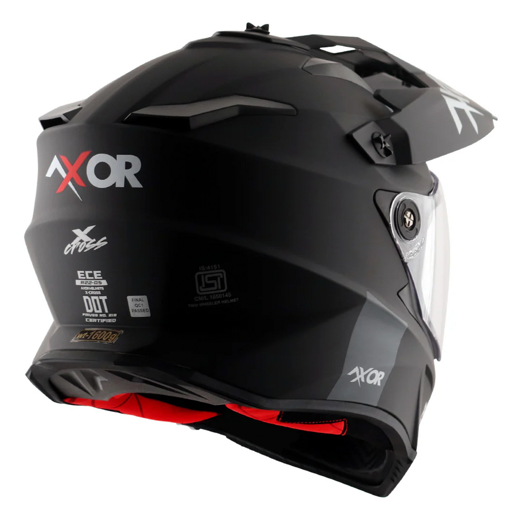 Axor X-Cross Adventure Dual Sport Helmet Matt Black, Free Smoke Visor & Pinlock