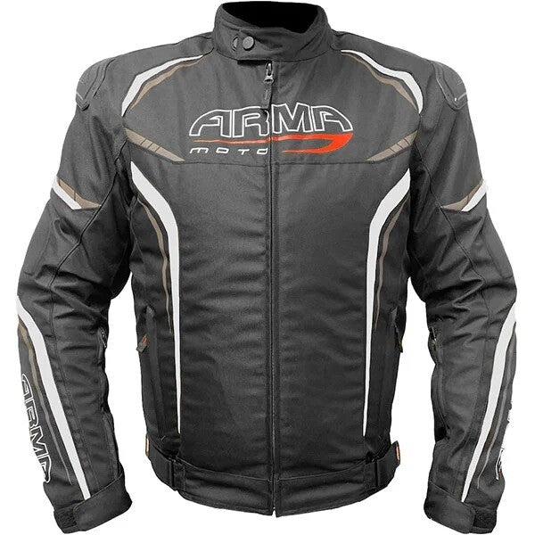 ARMR Moto Harada R Textile Waterproof Motorcycle Motorbike Jacket Black / White