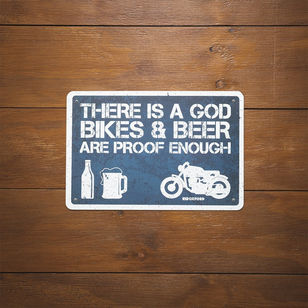 Oxford Garage Metal Motorcycle Motorbike Sign - THERE IS A GOD