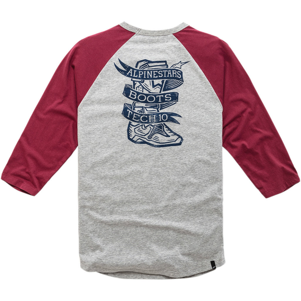 Alpinestars Booted Raglan Casual Racewear T-Shirt - Grey Red
