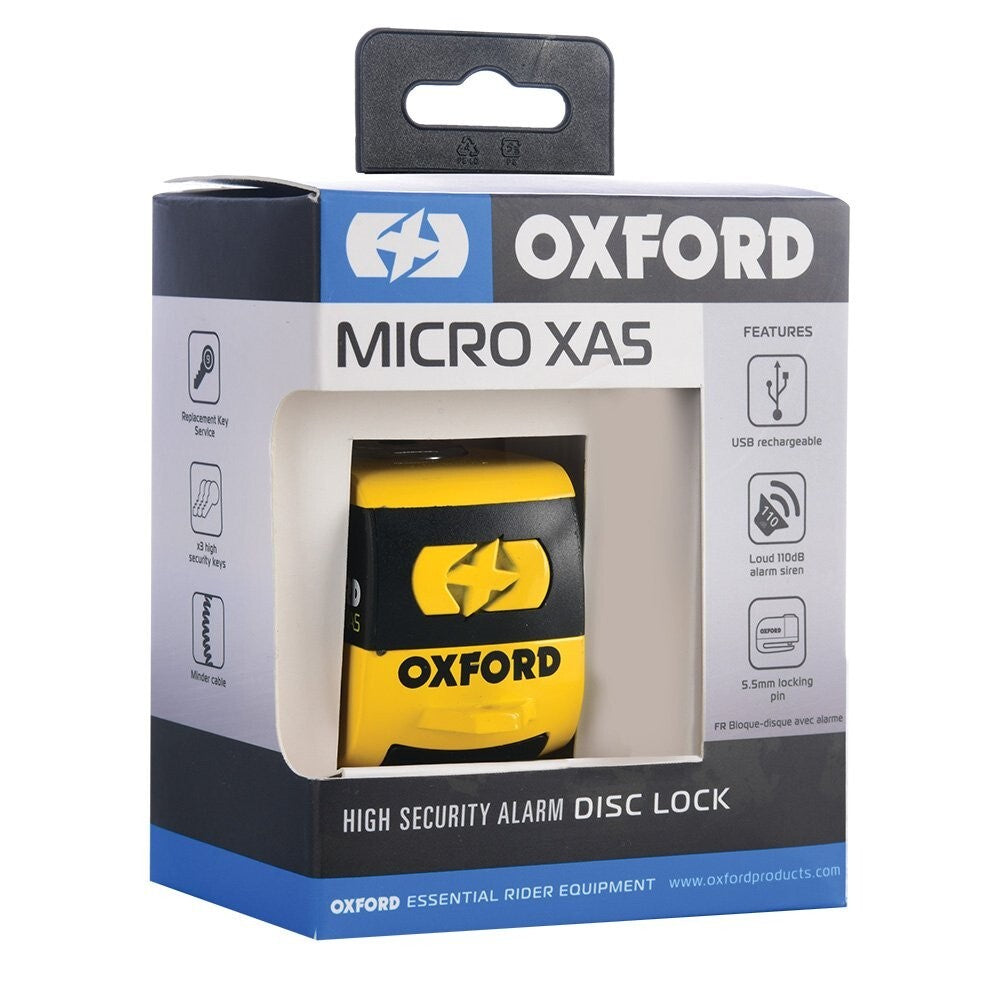 Oxford Scoot XA5 Compact Rechargeable Alarmed Scooter Disc Lock (5.5mm pin)