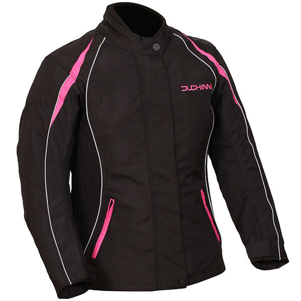 Duchinni Ladies Vienna Motorcycle Motorbike Waterproof Textile Jacket Black Pink