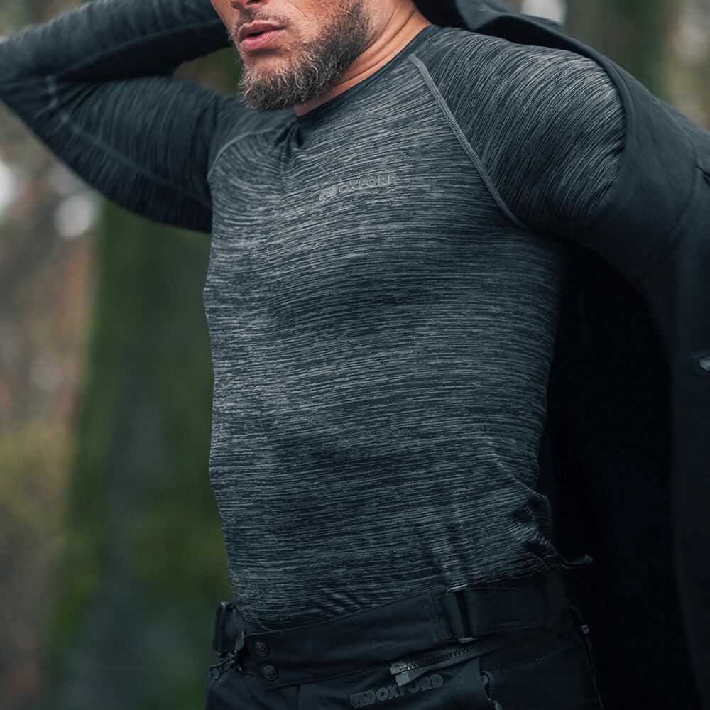 Oxford Advanced Motorcycle Motorbike Base Layer Top Charcoal Marl