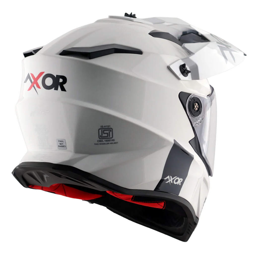Axor X-Cross Adventure Dual Sport Helmet White Gloss, Free Smoke Visor & Pinlock