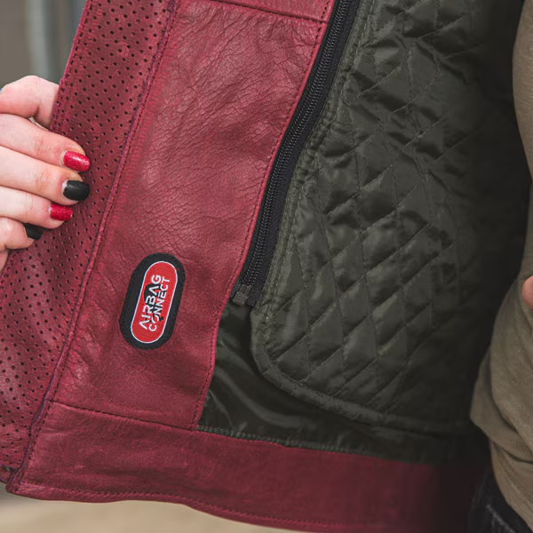 Furygan Ladies Retro Motorcycle Leather Jacket Debbie - Bordeaux/Burgundy