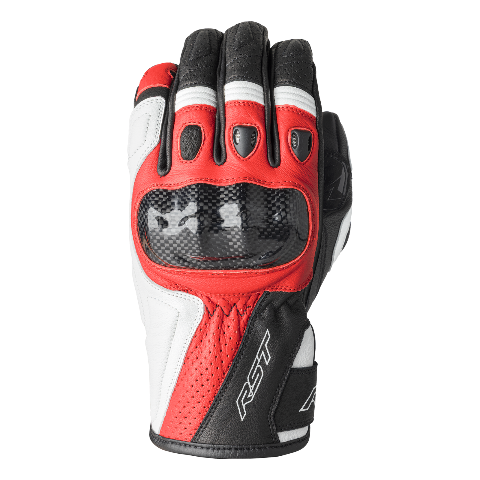 RST Stunt III CE Leather Mid Sport Motorcycle Motorbike Gloves Red White Black