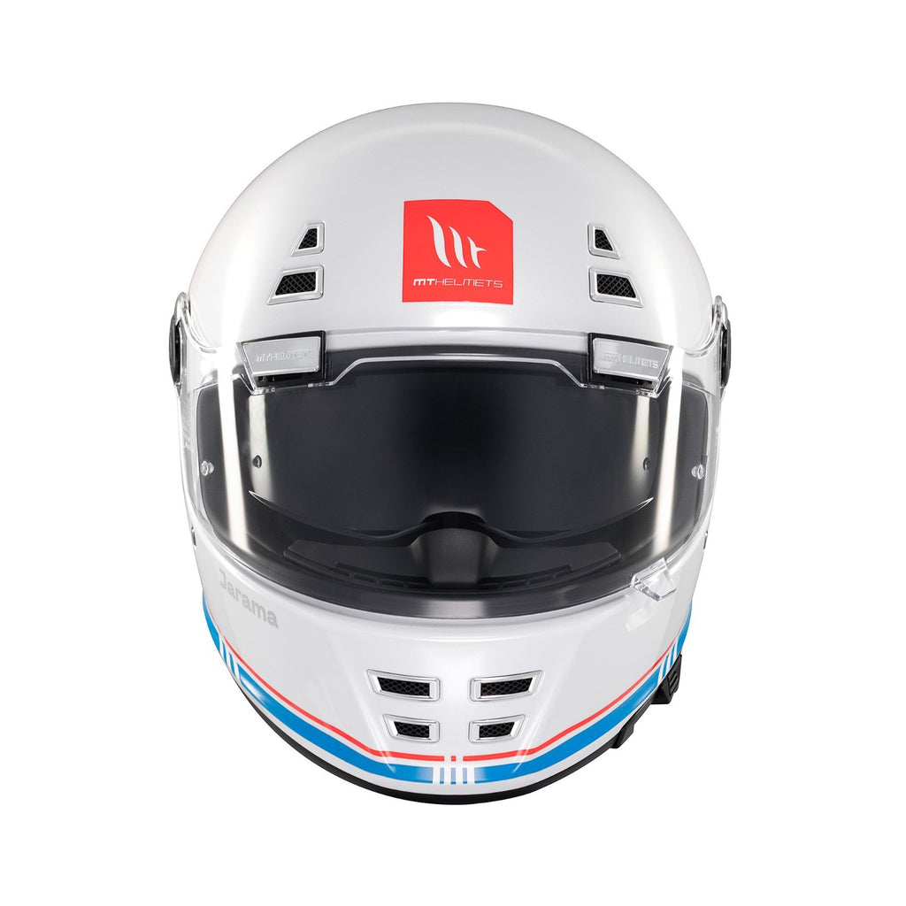 MT Jarama SV Plain Gloss White Classic Style Motorcycle Motorbike Helmet