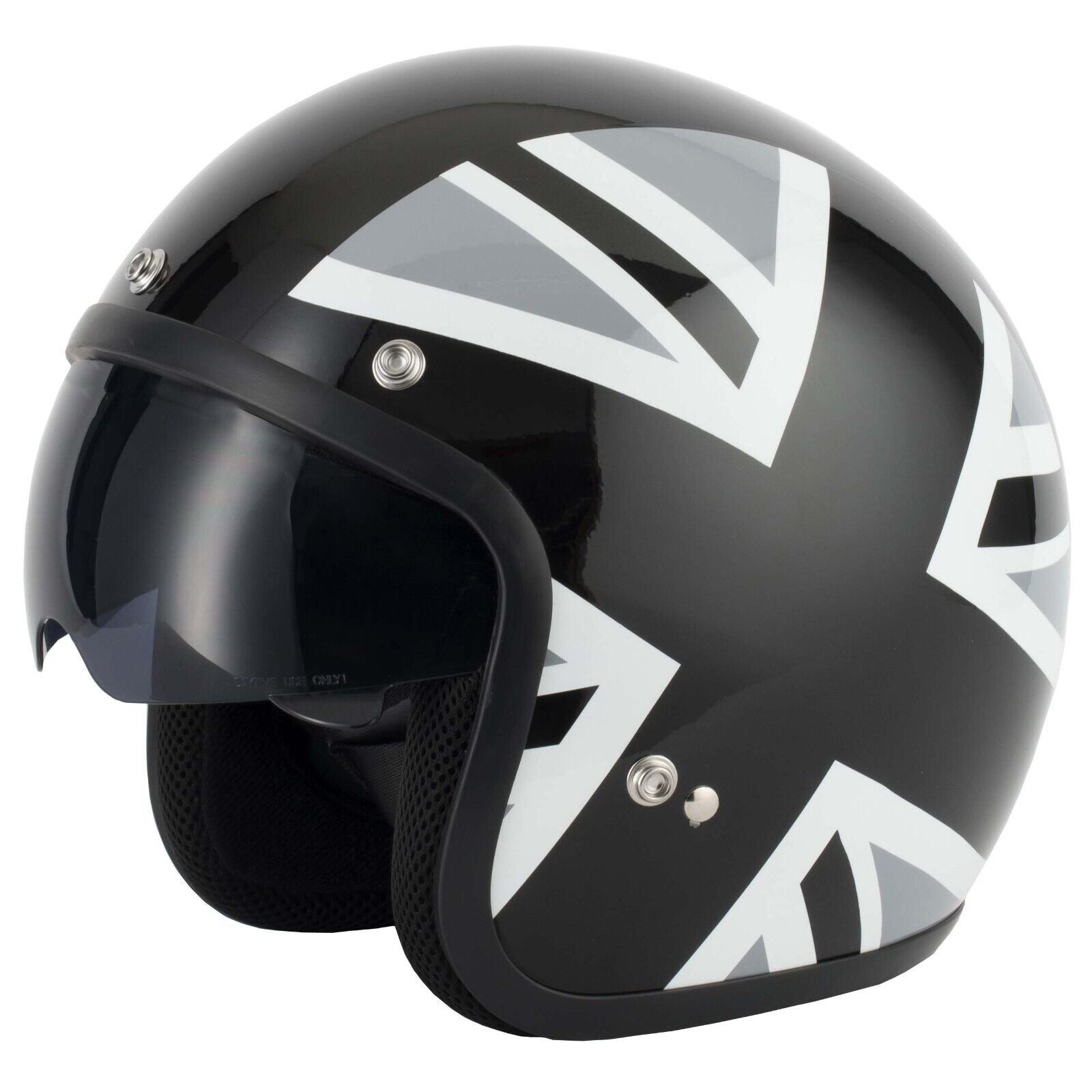 VCAN V537 Classic Retro Style Open Face Motorcycle Motorbike Helmet - Union Jack