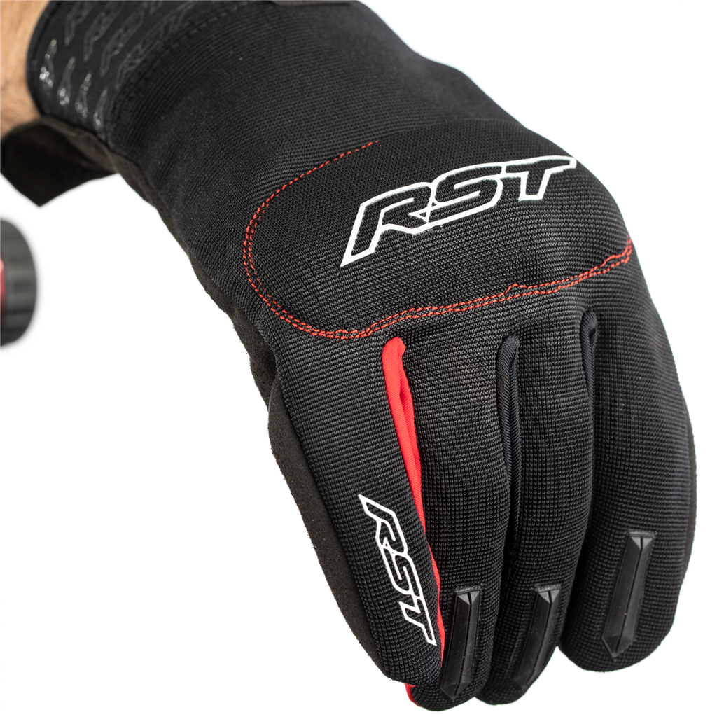 RST Rider CE Motorcycle Motorbike Short Lightweight Textile Gloves - Black Red