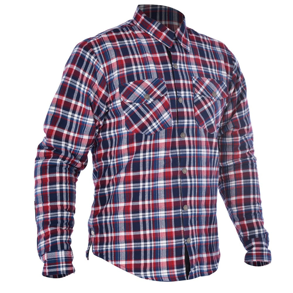 Oxford Kickback Aramid Lined Water Resistant Motorcycle Bike Shirt Red & Blue