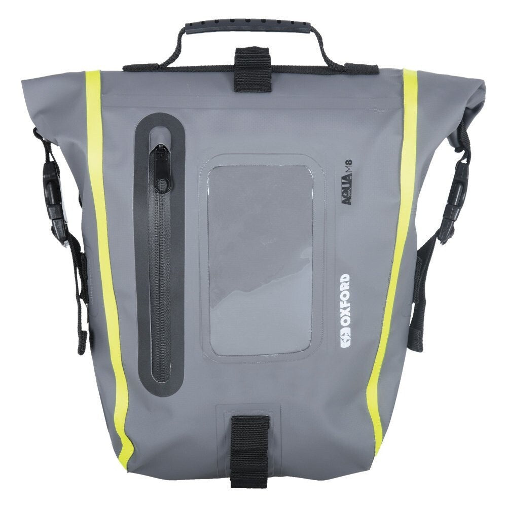 Oxford Aqua M8 Waterproof Motorcycle Motorbike Magnetic Tank Bag Black Grey Fluo