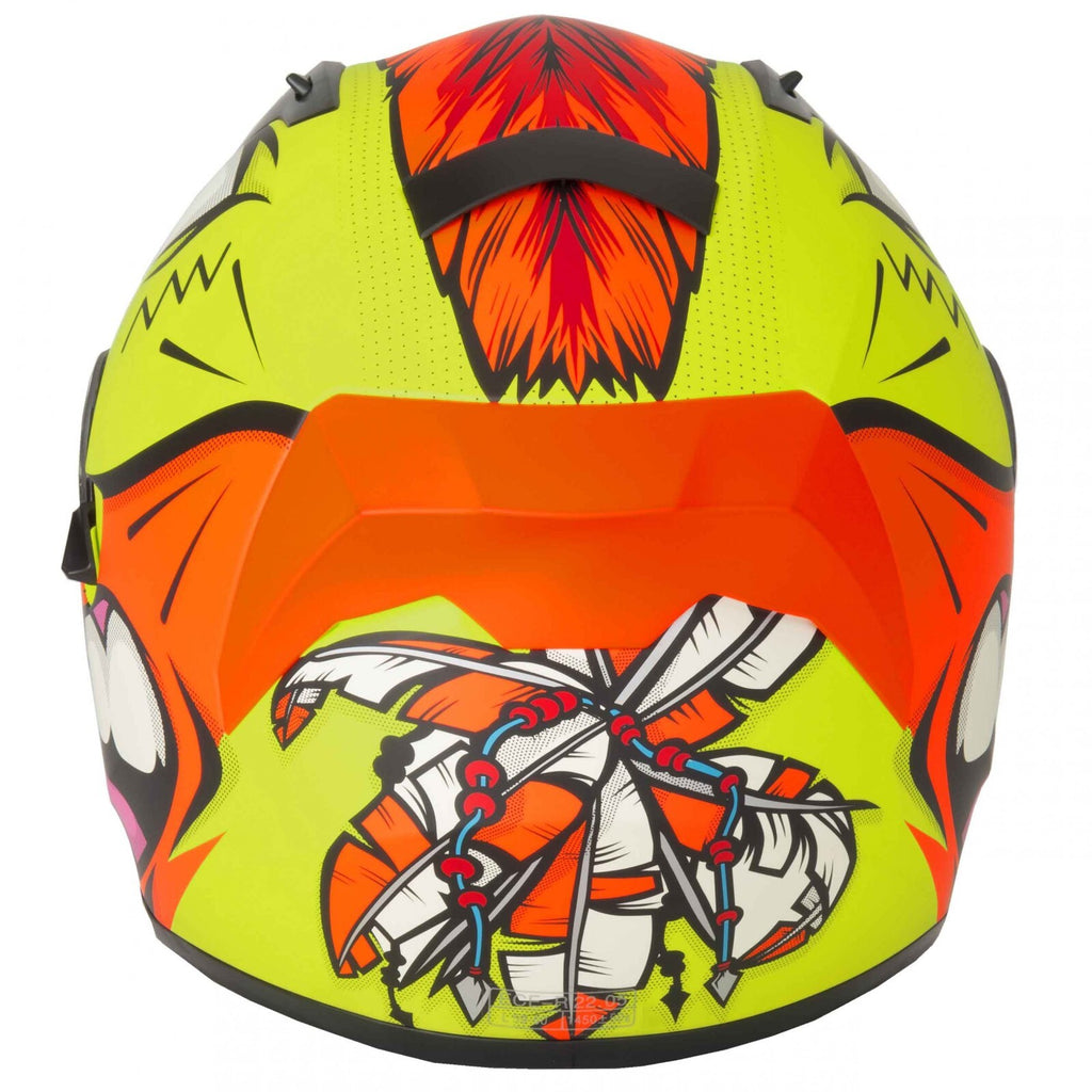 VCAN H128 Full Face Mohawk Yellow Orange ACU ECE2206 Motorcycle Motorbike Helmet