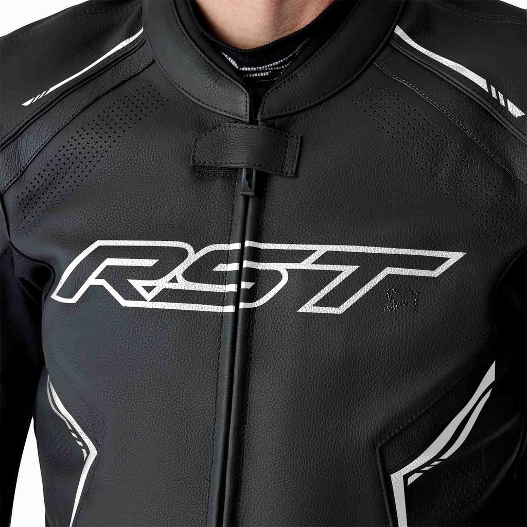 RST S1 D30 CE AAA Leather Motorcycle Motorbike Sports Jacket - Black White