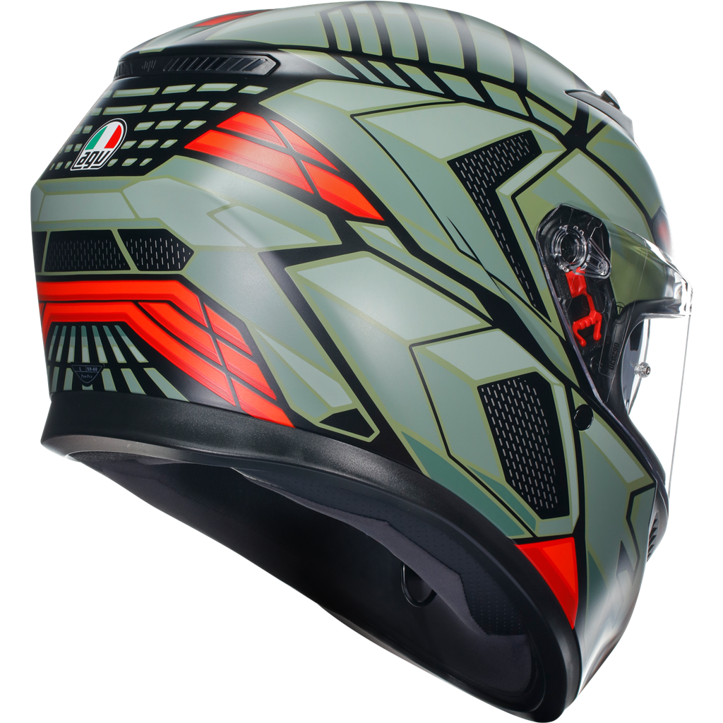 AGV K3 Decept Matt Black Green Red ECE2206 Full Face Motorcycle Motorbike Helmet