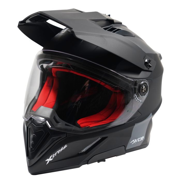 Axor X-Cross Adventure Full Face Motorcycle Motorbike Helmet - Matt Black