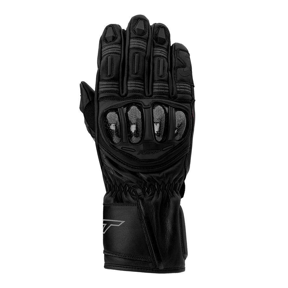 RST S-1 CE Approved Leather Sports Motorcycle Motorbike Gloves - Black Black