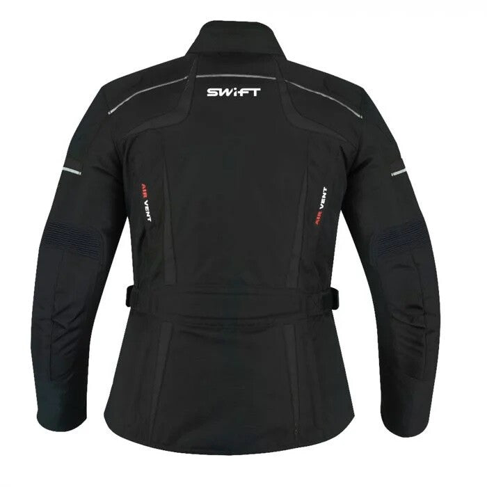 Swift S1 Waterproof Motorcycle Motorbike Textile Road Jacket - Black