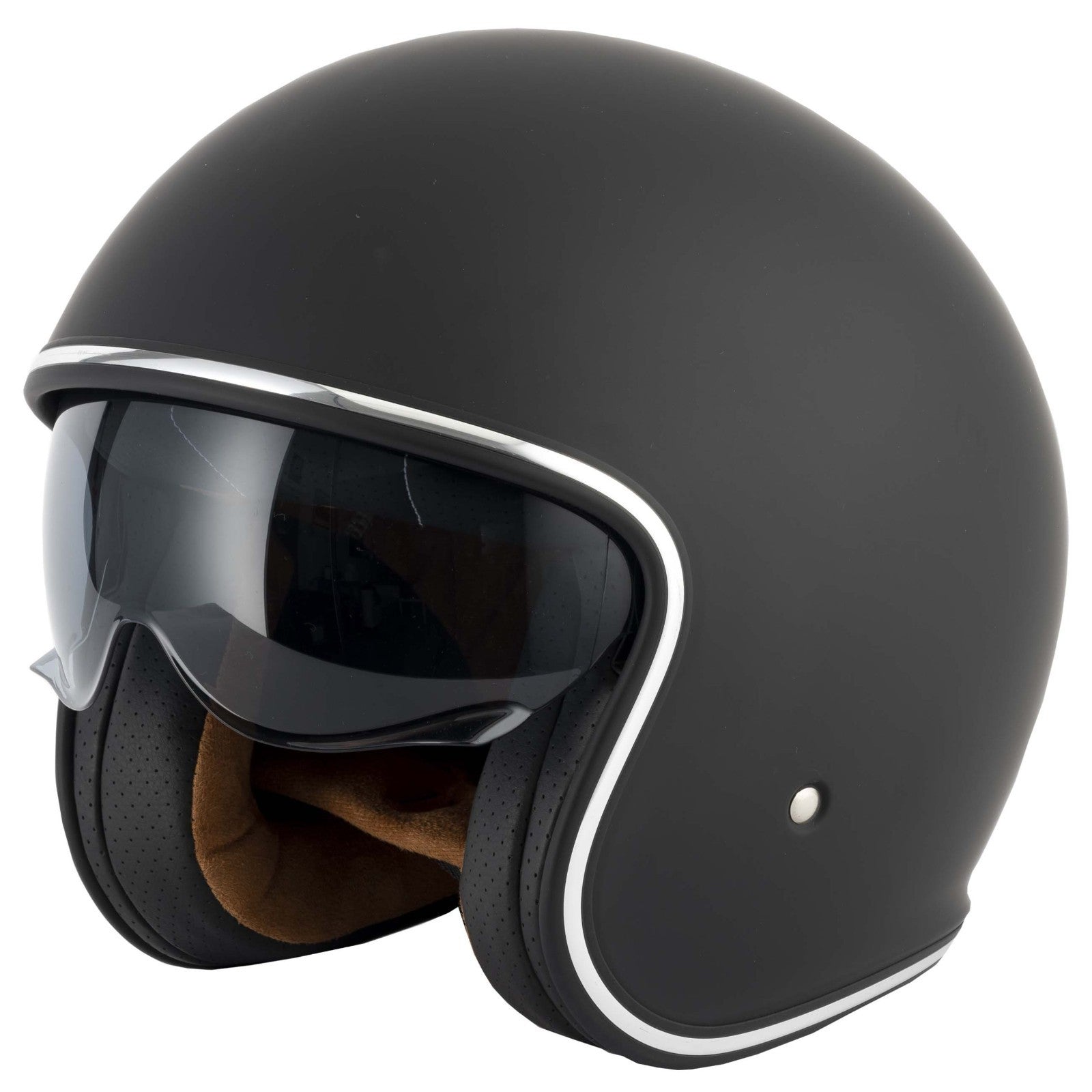 VCAN H589 Classic Matt Black Open Face Motorcycle Motorbike Helmet Sun Visor