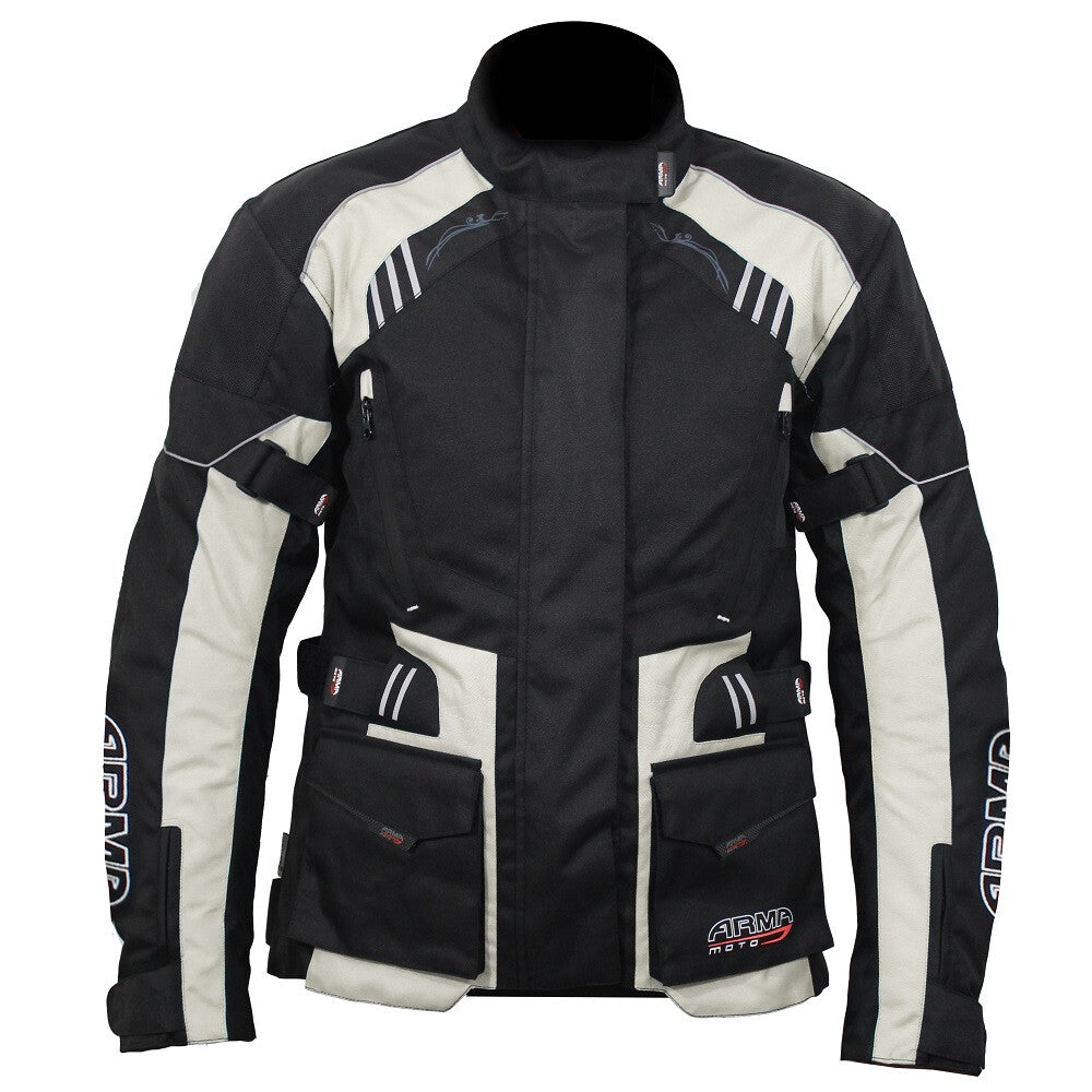 ARMR Moto Kiso 3 Ladies Waterproof Motorcycle Motorbike Jacket - Black/Stone