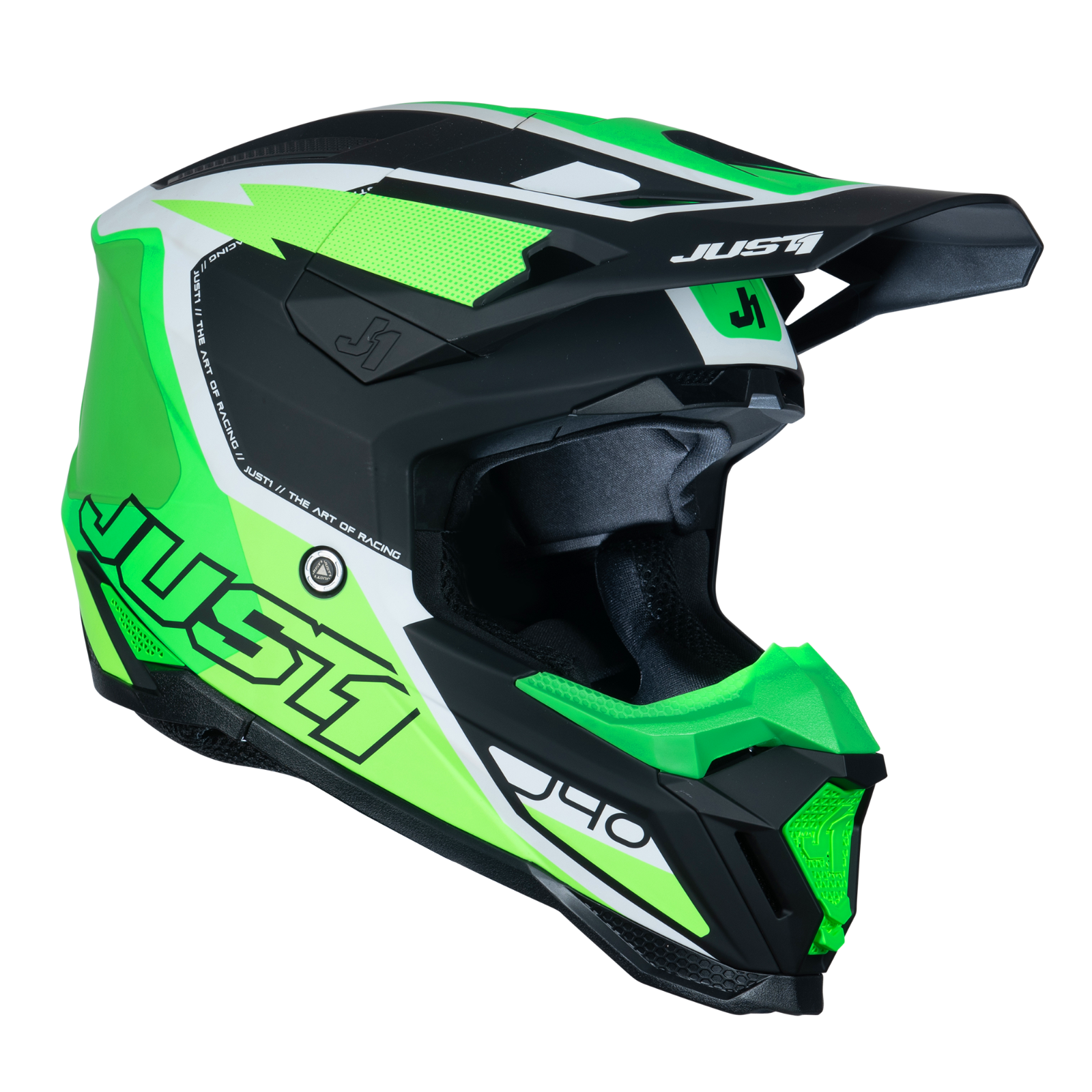 Just1 J40 Motocross Motorcycle Motorbike Helmet Flash Fluo Green / White / Black