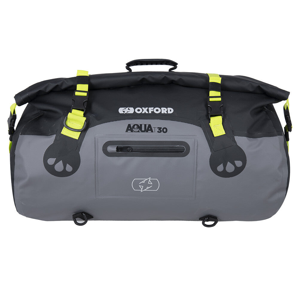 Oxford AQUA T-30 Waterproof Motorcycle Motorbike 30 Litre Roll Bag Black Grey Fl