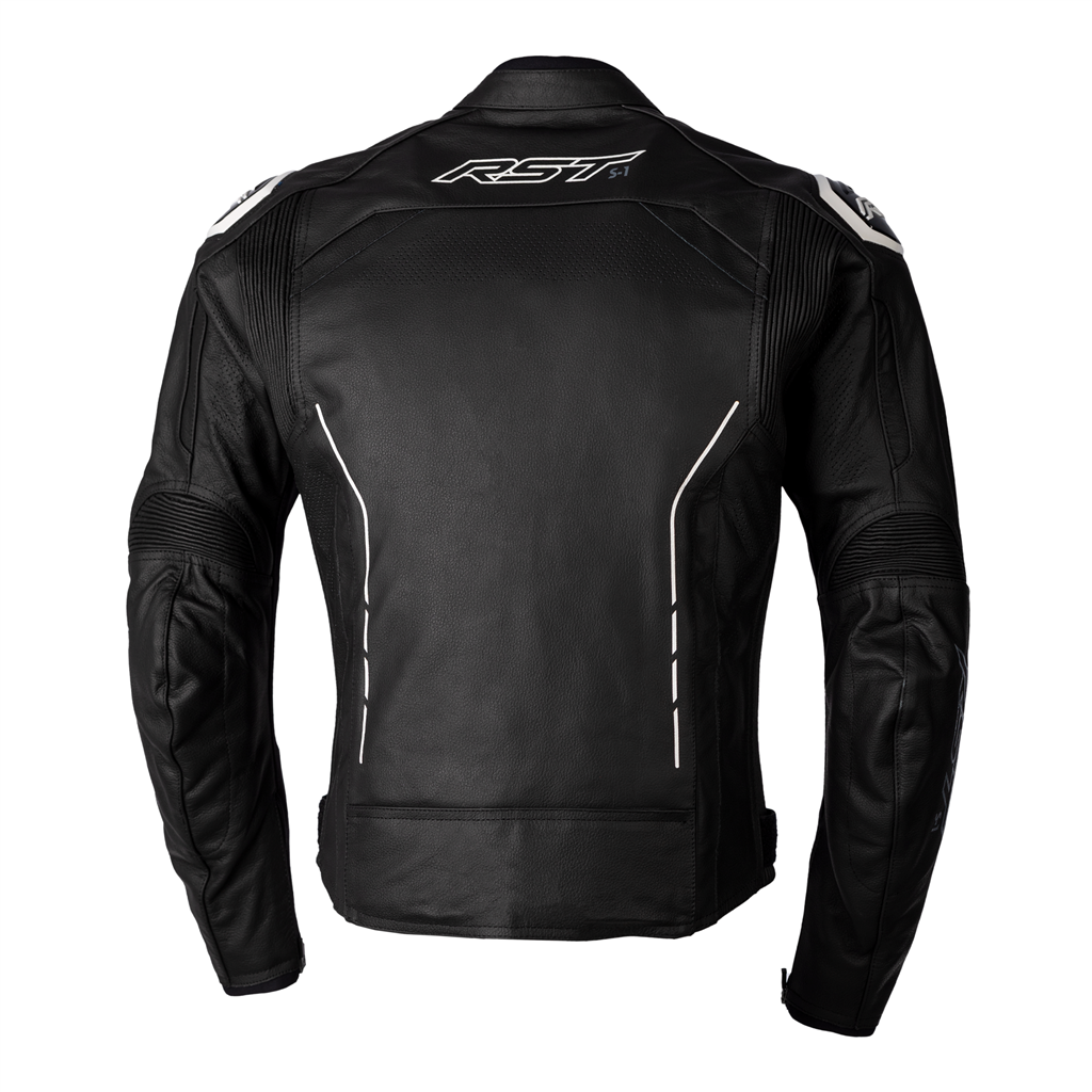 RST S-1 CE AAA Leather Motorcycle Motorbike Sports Jacket - Black White