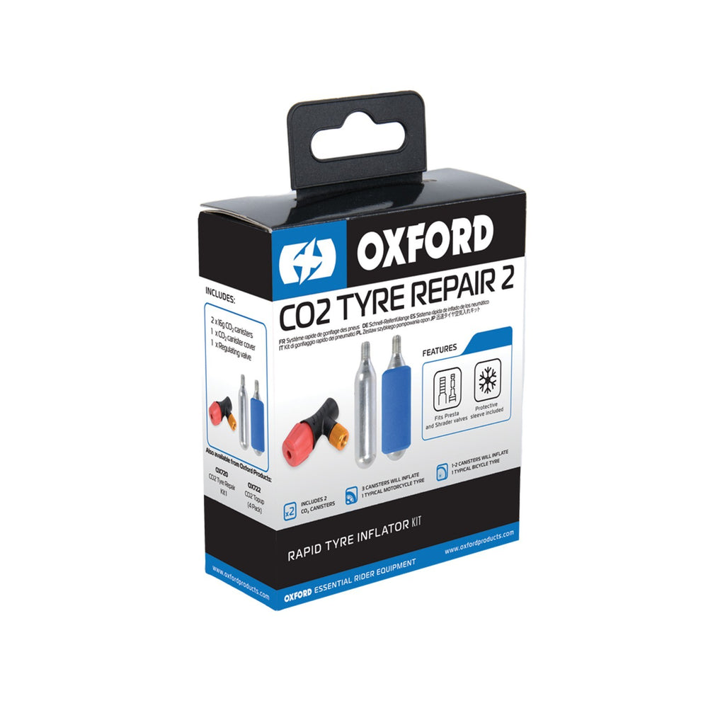 Oxford CO2 Tyre Repair Kit 2 Rapid Motorcycle Motorbike Tyre Inflator - OX721