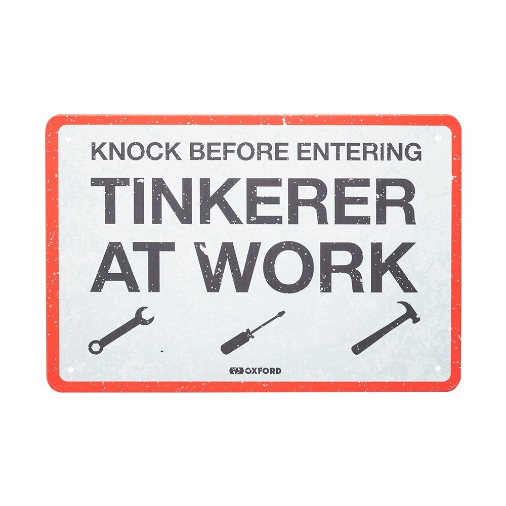 Oxford Garage Metal Motorcycle Motorbike Sign - KNOCK THINKERER AT WORK